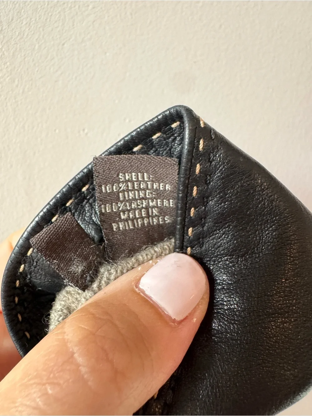 Coach Womens Black Leather Cashmere Dart Coach Coin Design Lined Gloves Size 6.5